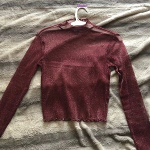Sparkly mesh turtleneck crop top